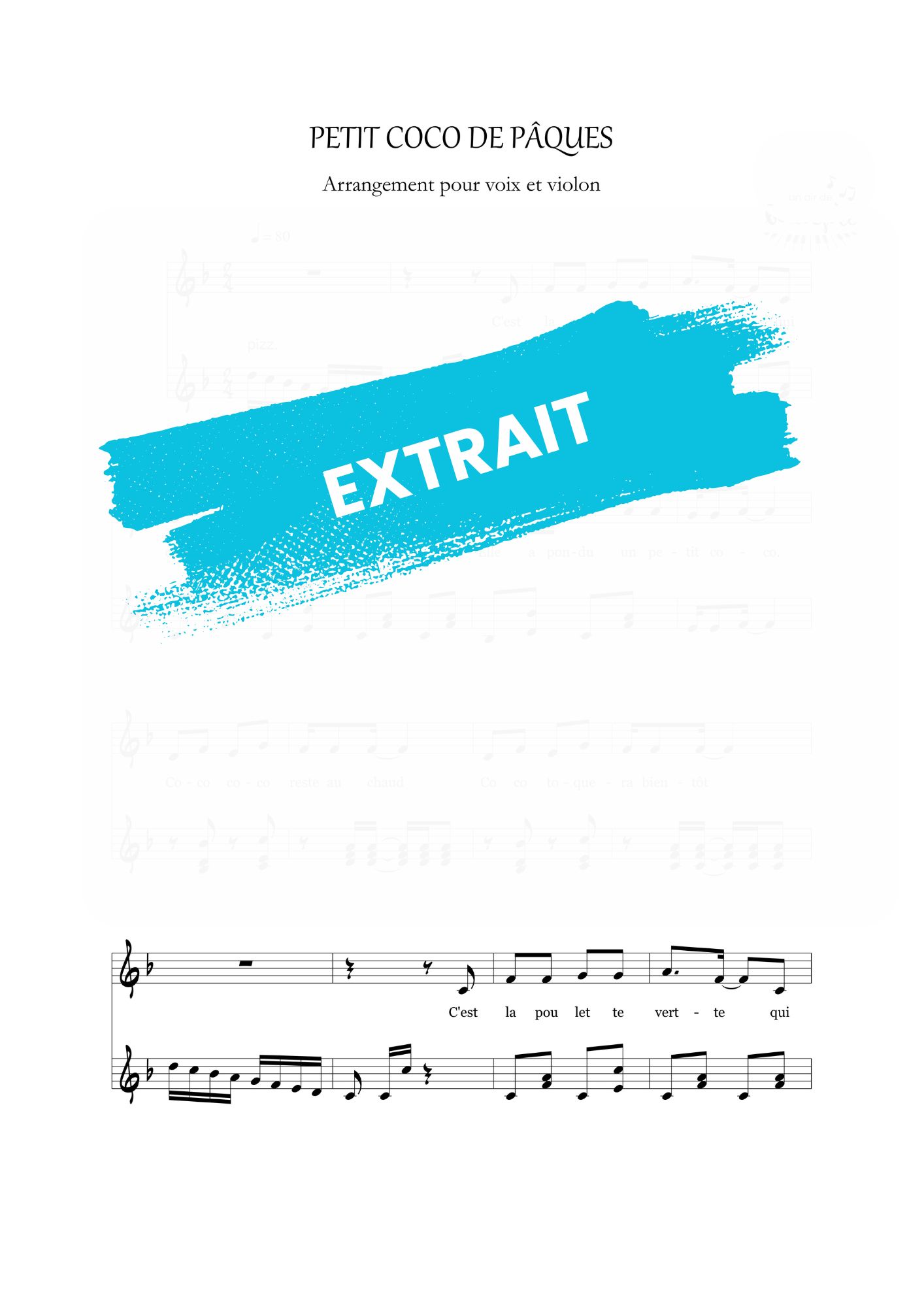 Petit coco de Pques - arrangement pour voix et violon